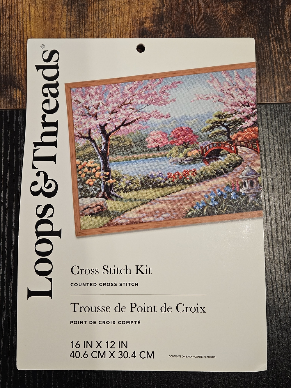 Loops & Threads Pink and Green Scenic Garden Cross Stitch Kit NEW